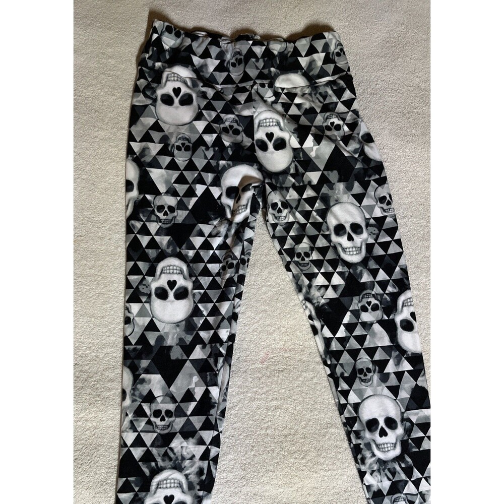 No Boundaries Juniors Black & White Skull Print Leggings Medium 7/9